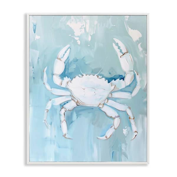 White Coastal Crab by Arlington Prints White Framed Animal Giclee Art Print 30 in. x 24 in.