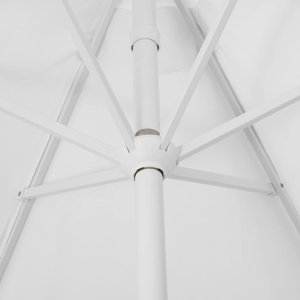 Collins 9 ft. White and Cream Aluminum Patio Umbrella with Tassels