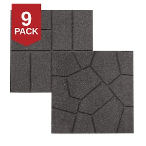 16 in. x 16 in. x 3/4 in. Gray Dual-Sided Rubber Paver (9-Pack)