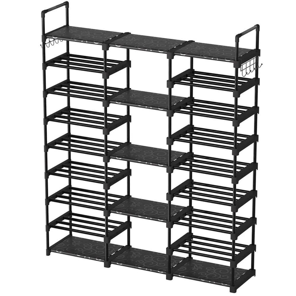  VTRIN Large Shoe Rack Organizer, tall metal rack Holds 62-66  Pairs, 8 Tiers Space Saving Shoe Shelf Storage with Side hanging pockets  for Living Room Entryway Garage Black : Home & Kitchen