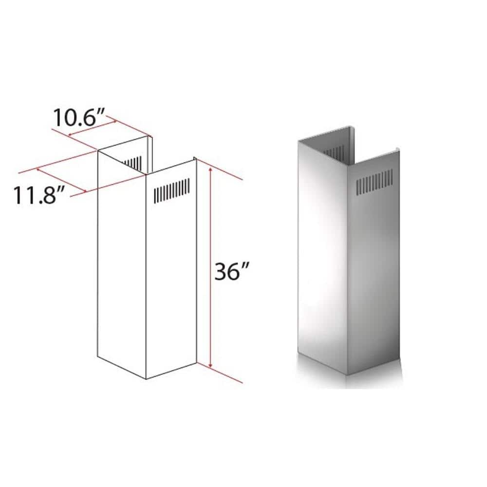 ZLINE 36'' Stainless Steel Range Hood Chimney Extension