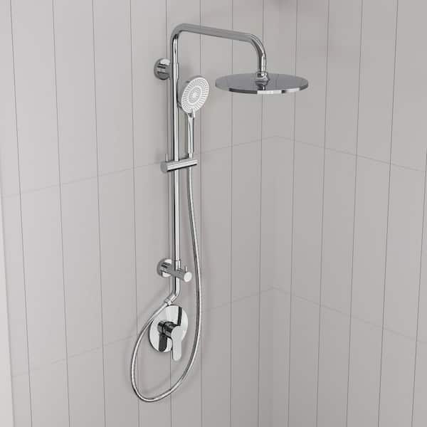 Single Handle 3-Spray 10 in. Tub and Shower Faucet 2.5 GPM with 3 Modes Handheld in. Chrome Valve Included