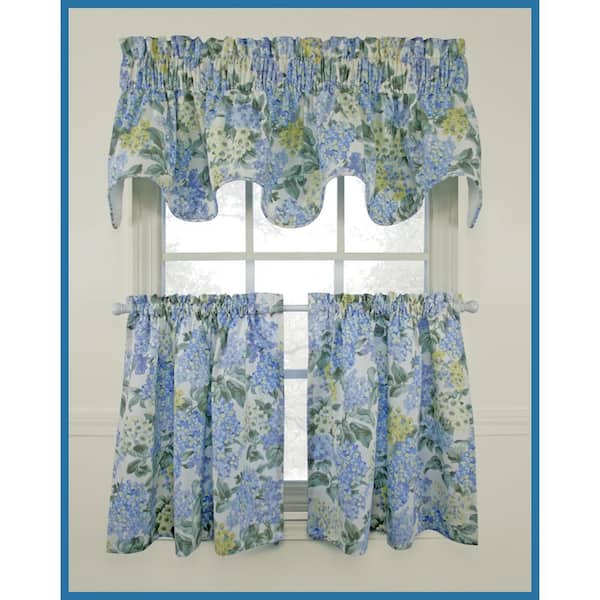 Ellis Curtain Blue Fl Rod Pocket Room Darkening 34 In W X 36 L Set Of 2 730462411051 Ellis Curtain Blue Fl Rod Pocket, Does Home Depot Have Kitchen Curtains