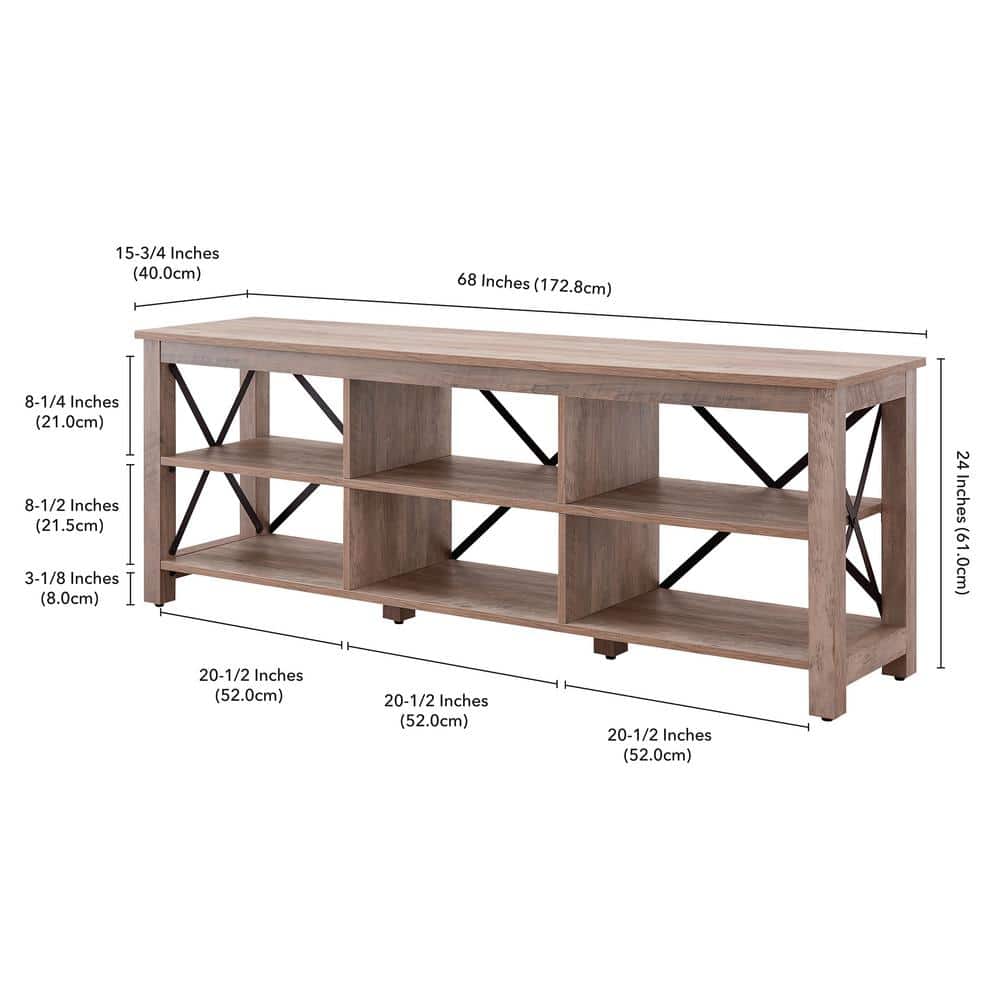 Sawyer Gray Oak Rectangular TV Stand with Metal Accents