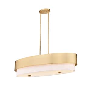 Counterpoint 5-Light Modern Gold Island Chandelier Light with White Glass Shade with No Bulbs Included