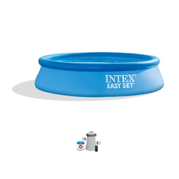 Intex 8 ft. x 24 in. Blue Easy Set Inflatable Swimming Pool with Filter