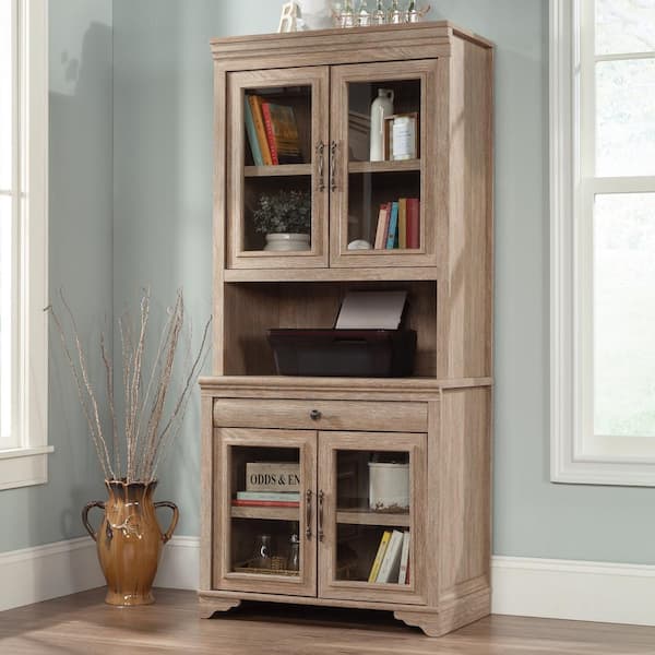 Oak hutch with glass shop doors