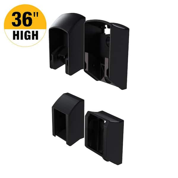 3 in. H x 2 in. W Matte Black Aluminum Deck Railing Stair Bracket Kit for 36 in. high system