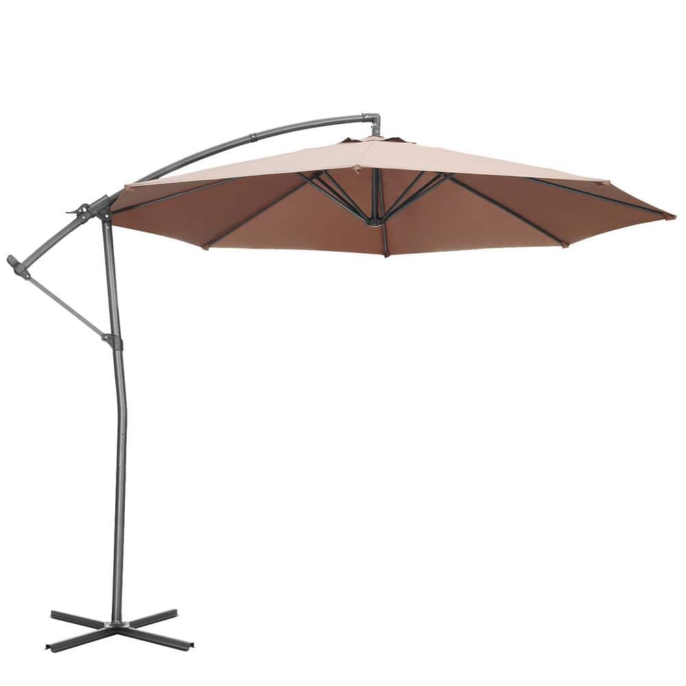 10 ft. Cantilever Umbrella, Large Hanging Market Patio Umbrella in Coffee