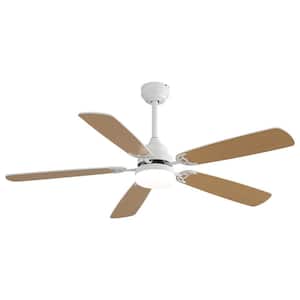 52 in. Indoor Classics Ceiling Fan With Dimmable Led Light 6 Speed Wind 5 Blades Integrated LED in White