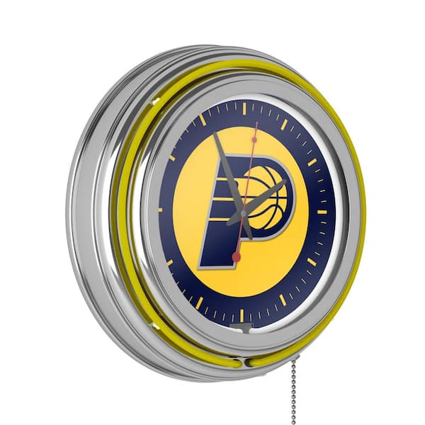 Unbranded Indiana Pacers Yellow Logo Lighted Analog Neon Clock