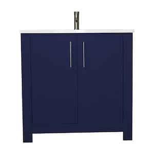 Austin 36 in. W x 20 in. D Bath Vanity in Navy with Acrylic Vanity Top in White with White Basin