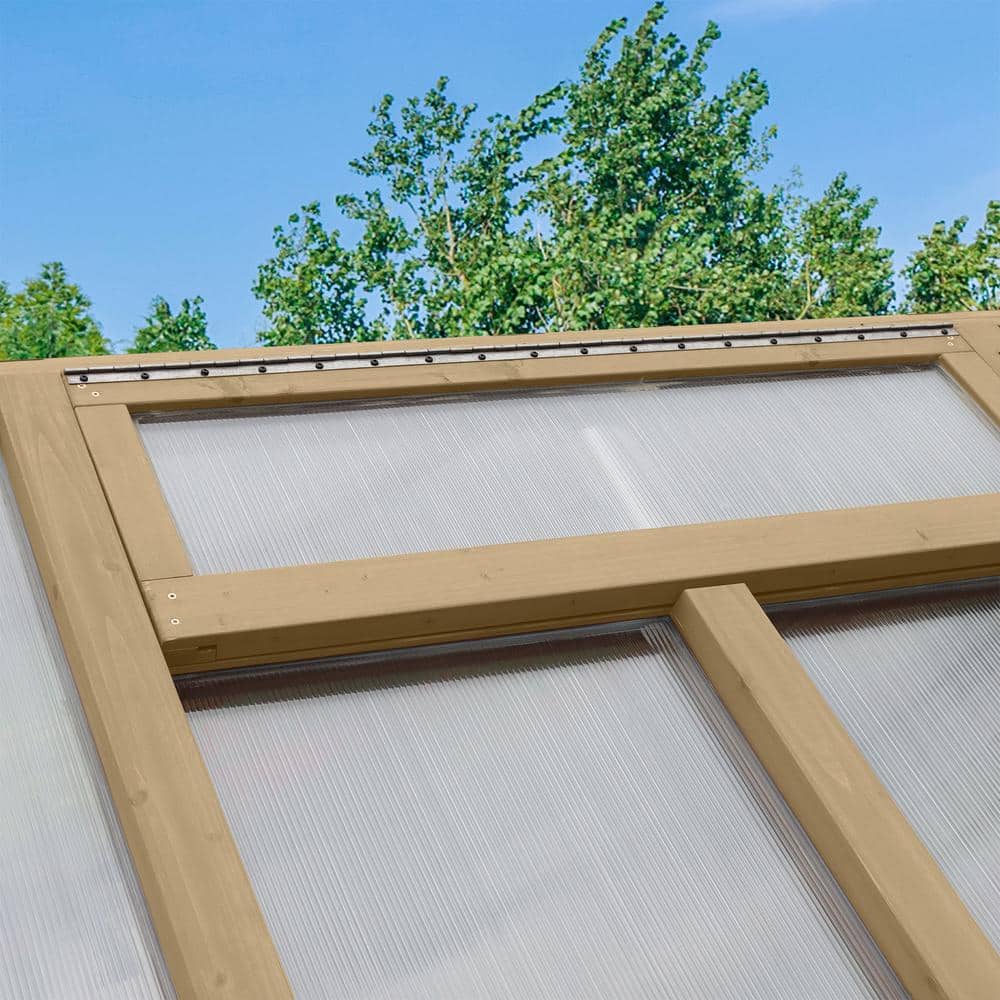 Meridian 6.7' x 7.8' Beige Cedar Walk-In Greenhouse