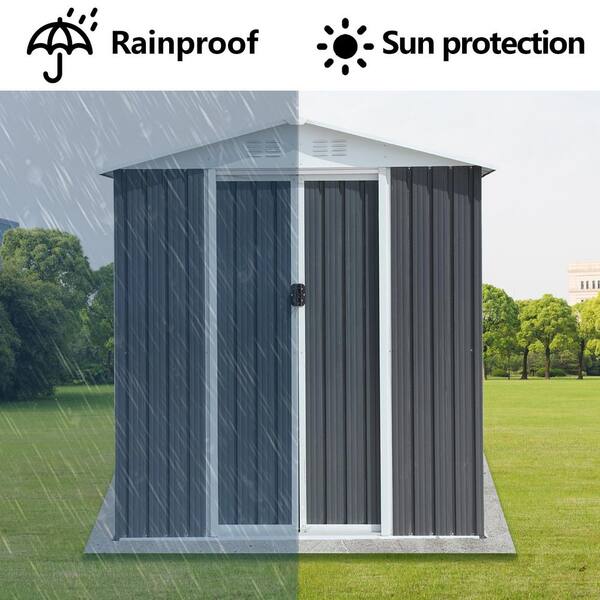 6 ft. W x 4 ft. D Metal Storage Shed with Apex Roof and Base Frame