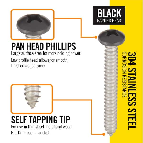 Phillips Pan Head Black Oxide Sheet Metal Screws #8 x 2 Qty 500 Phillips Pan Head Black Oxide Sheet Metal Screws #8 x 2 Qty 500
