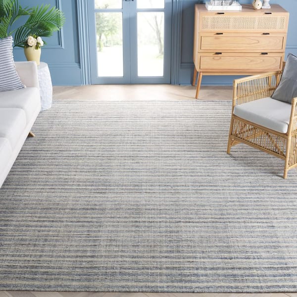 Mirage 8 ft. x 10 ft. Ivory/Blue Striped Marle Area Rug