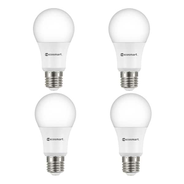 EcoSmart 60-Watt Equivalent A19 Dimmable Energy Star LED Light Bulb Soft White (4-Pack)