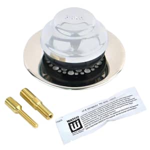 Universal NuFit Foot Actuated Bathtub Stopper with Grid Strainer and Silicone, Two Pin Adapters in Chrome Plated