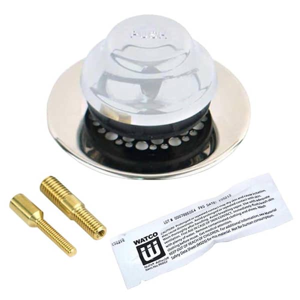 Watco Universal NuFit Foot Actuated Bathtub Stopper with Grid Strainer and Silicone, Two Pin Adapters in Chrome Plated