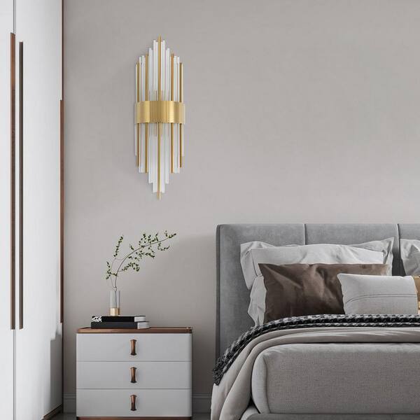 OUKANING 7.87 in. 2-Light Gold Luxury Geometric Design