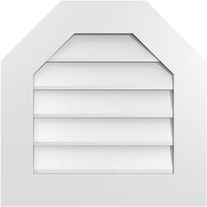 22 in. x 22 in. Octagonal Top Surface Mount PVC Gable Vent: Decorative with Standard Frame