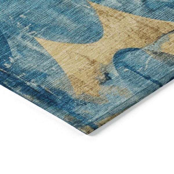 Chantille Machine Washable Indoor/Outdoor Abstract ACN1786 Teal 9 ft. x 12 ft. Area Rug