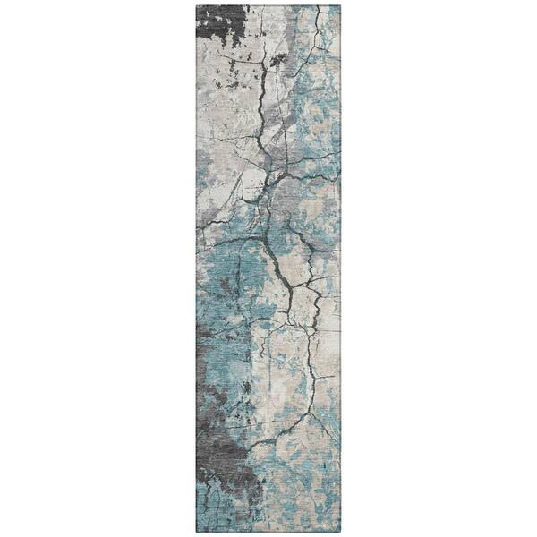 Chantille Machine Washable Indoor/Outdoor Abstract ACN2431 Teal 2 ft. x 7 ft. Runner Rug
