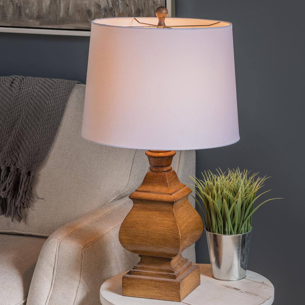 Georgia 29" Brown Resin Table Lamp with White Shade