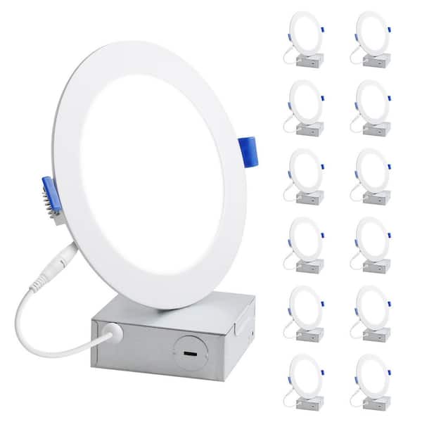 6 in. 1050 Lumen 12W, 5000K Daylight White, Canless Ultra-Thin Dimmable Integrated LED Recessed Light Trim (12-Pack)