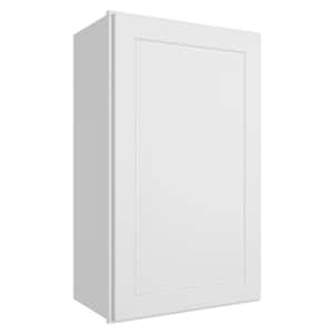 Newport Shaker White Ready to Assemble Wall Cabinet with 1-Door 2-Shelves (18 in. W x 36 in. H x 12 in. D)
