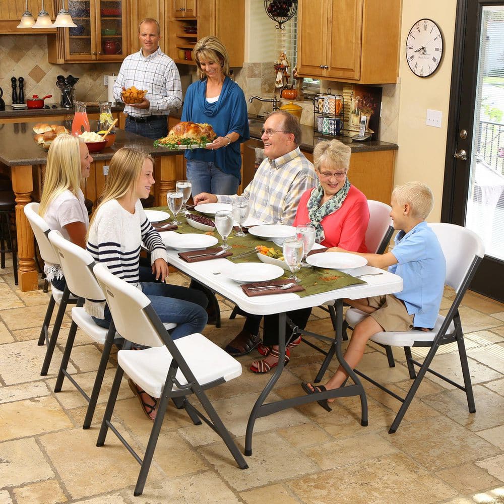 Lifetime 6-Foot White Granite Folding Utility Table with Metal Frame