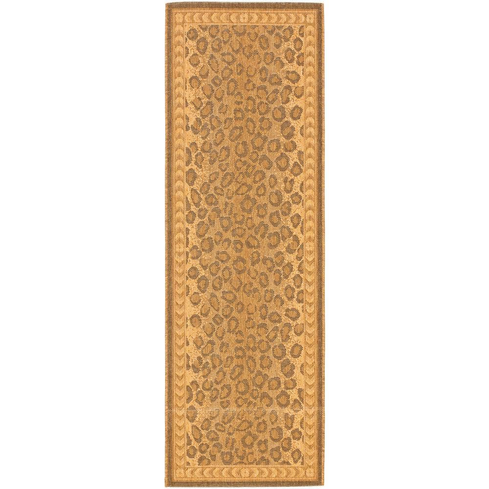 Courtyard Natural/Gold 2 ft. x 5 ft. Border Cheetah Indoor/Outdoor Runner Rug price history on PriceWatchPro