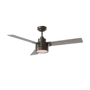 Jovie 52 in. Modern Indoor/Outdoor Aged Pewter Ceiling Fan with  Light Grey Weathered Oak Blades and Light Kit