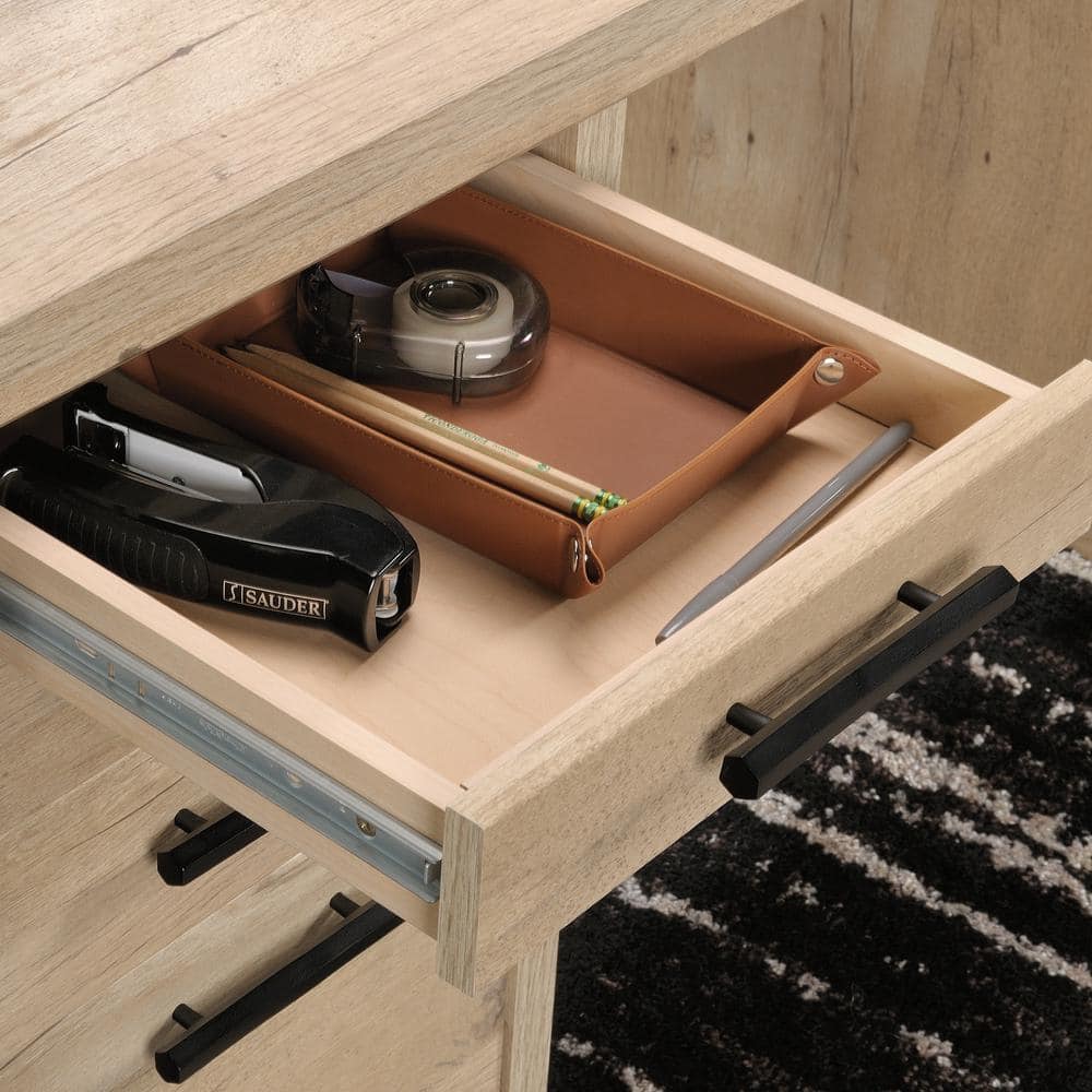 Executive Prime Oak Desk with Locking Drawers and Cord Management
