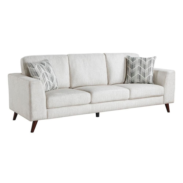 Oberon 87 in. W Straight Arm Chenille Fabric Rectangle Sofa in Silver-Cloud