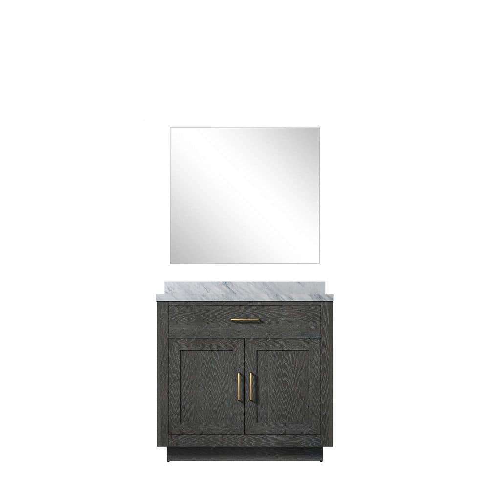 Condor 36 in W x 22 in D Black Oak Single Bath Vanity with Carrara Marble Top and 34 in Mirror price history on PriceWatchPro