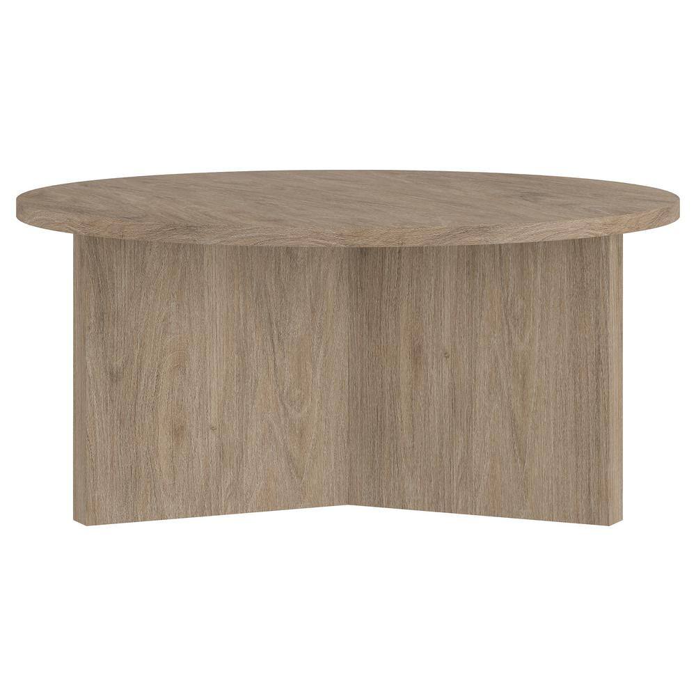 Anders 36" Round Antiqued Gray Oak Coffee Table