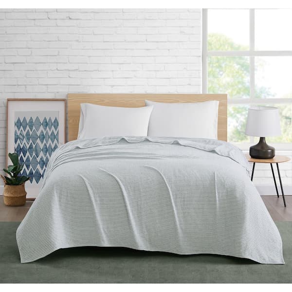 Brooklyn Loom Striped Chenille White/Green Full/Queen Polyester Blanket