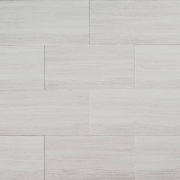 A&A Surfaces White Ocean 12 MIL x 12 in. x 24 in. Waterproof Click Lock Vinyl Plank Flooring (19.4 sq. ft./case)