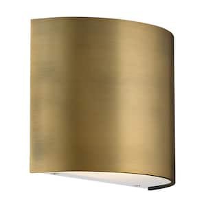 Pocket 7 in. Aged Brass LED Vanity Light Bar and Wall Sconce, 3000K
