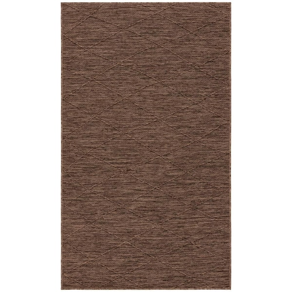 Practical Solutions 2 ft. x 3 ft. Mocha Diamond Contemporary Area Rug