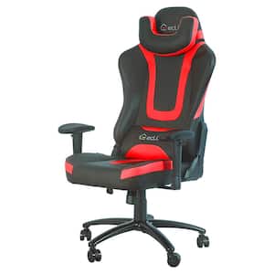 Red PU Upholstered Massage Swivel Gaming Chair with Adjustable Arms