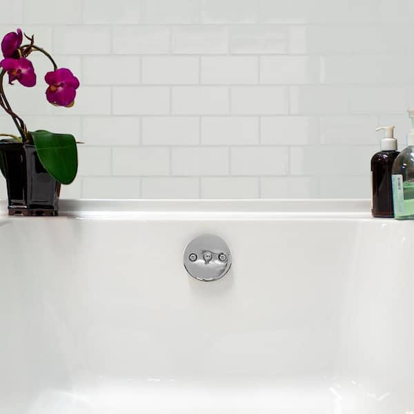 Alcove Tub Drain & Trip Lever Overflow Cover - Chrome | Signature Hardware