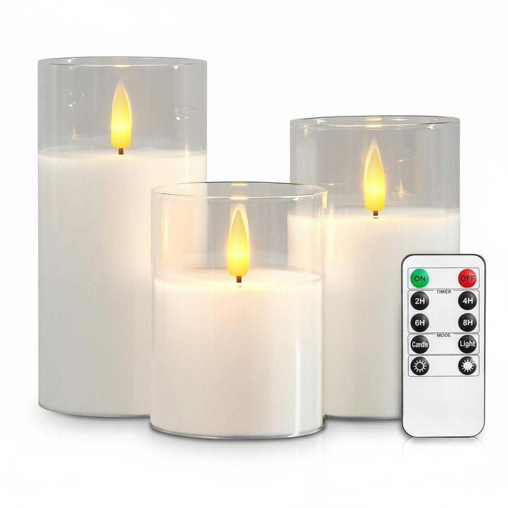 White Flameless Battery Operated Candles Set of 3, LED Candles