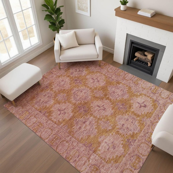 Mayfield Premium Machine Washable Abstract AMF1760 Blush 5 ft. x 7 ft. 6 in. Area Rug
