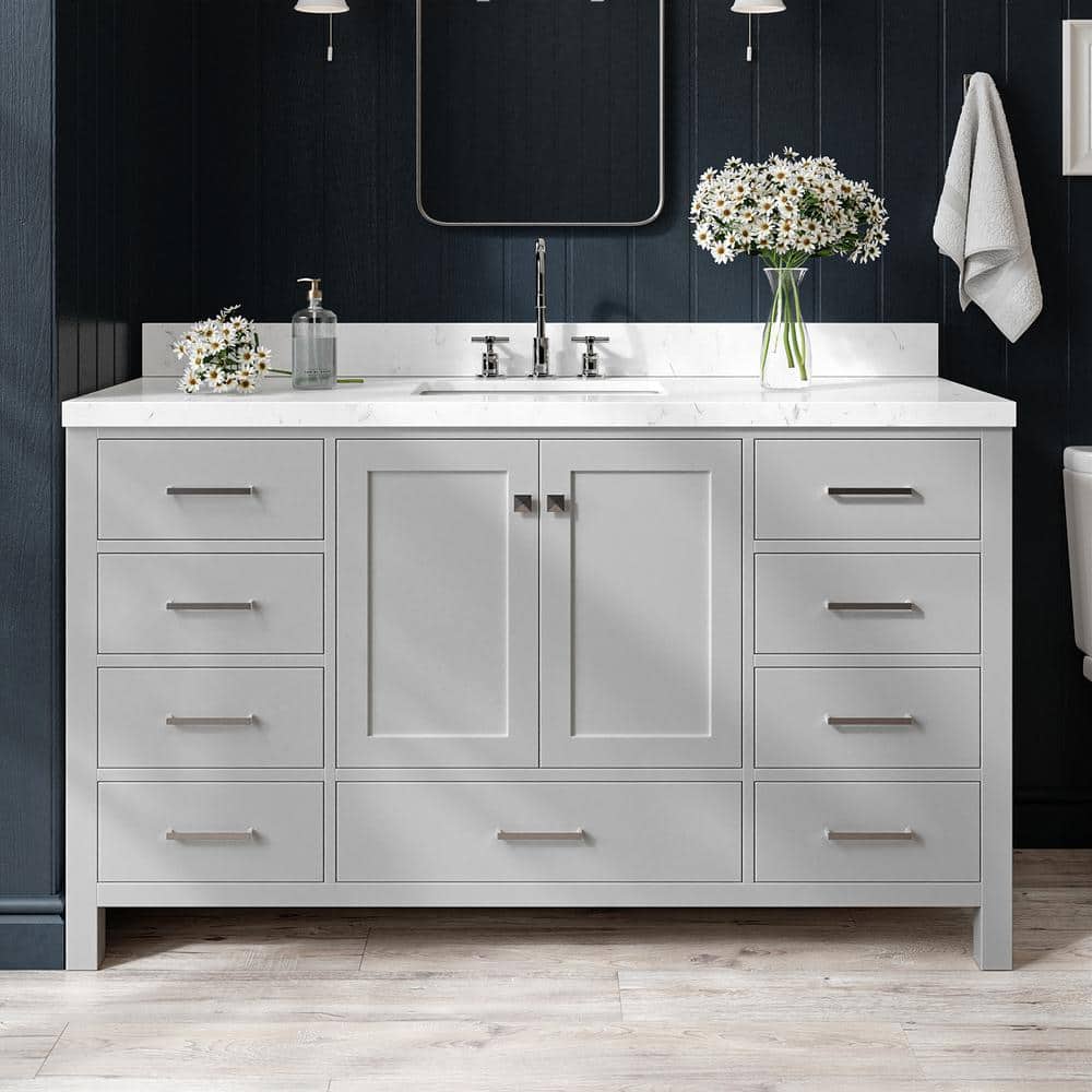 Ariel Grey 60" Solid Wood Single Freestanding Vanity