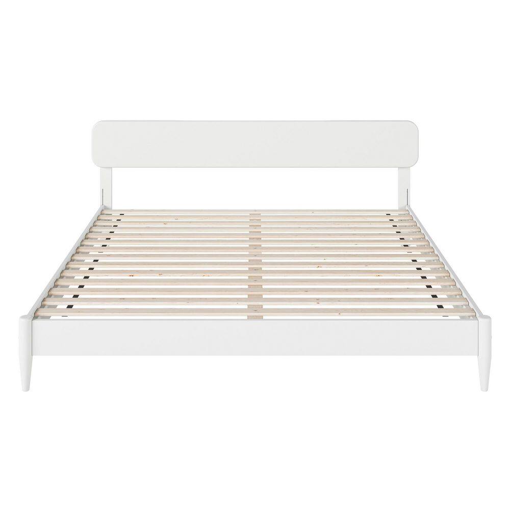 Florence White King Solid Wood Low Profile Platform Bed