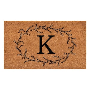 Rustic Leaf Vine Monogrammed Doormat, 36" x 72" (Letter K)