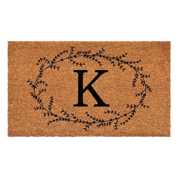 Calloway Mills Rustic Leaf Vine Monogrammed Doormat, 36" x 72" (Letter K)
