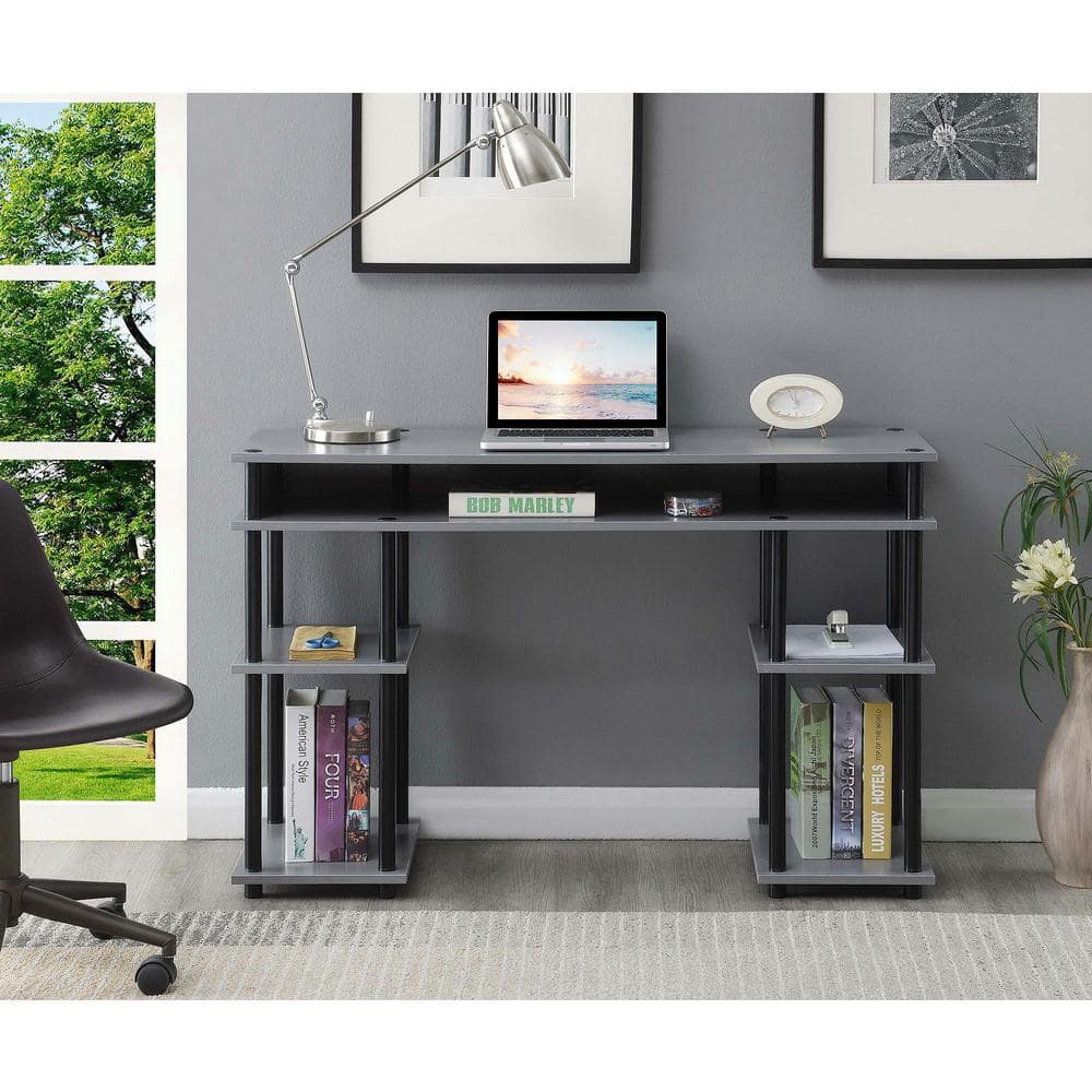 Modern Gray & Black No-Tools 48" Student Desk with Storage